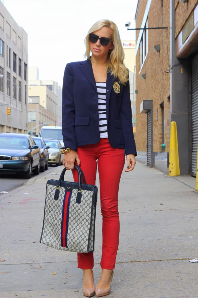 Red Dress with Denim Jacket - This Blonde's Shopping Bag